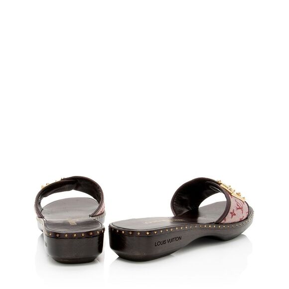 Louis Vuitton Monogram Denim Lock It Mule Sandals - Size 7.5 / 37.5 - Picture 3 of 8